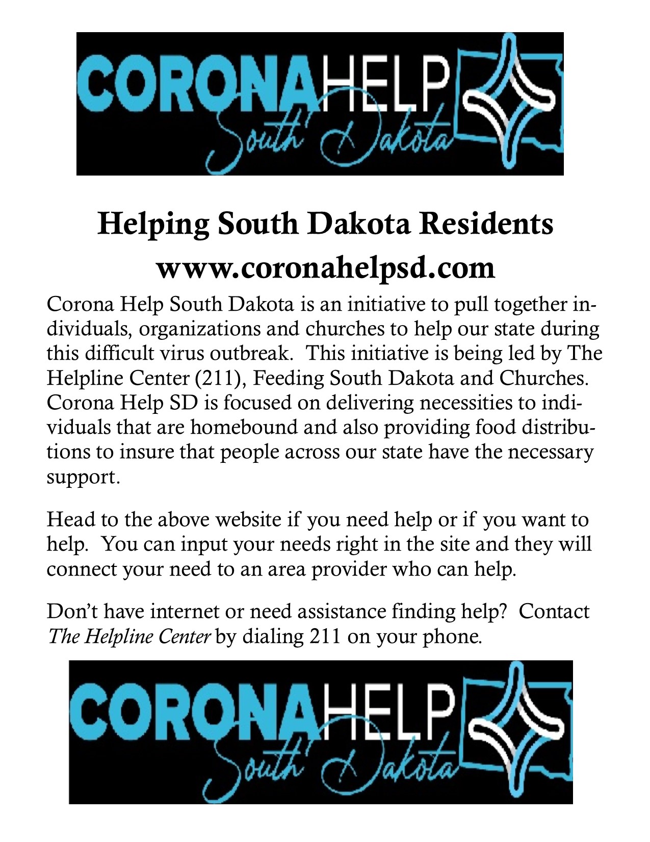 Corona Help South Dakota
